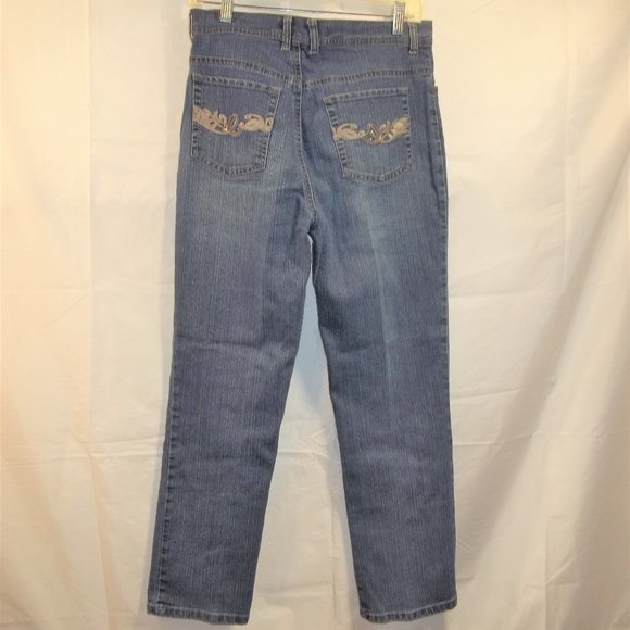 Gloria Vanderbilt Amanda Womens Jeans Size 10P Straight Leg Sewn Design Blue - Picture 2 of 7